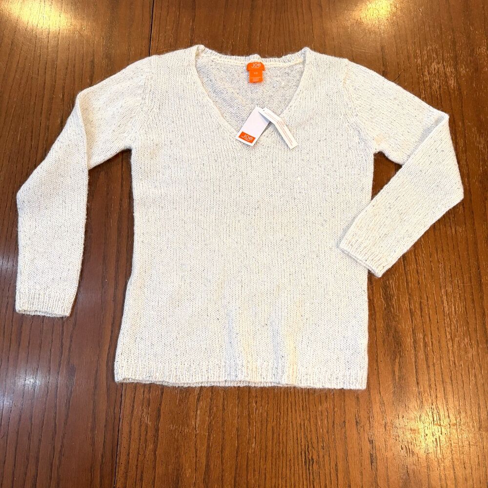 Y2K Sparkle Sequin Mohair Blend Sweater Joe Fresh Cream Cozy Knit